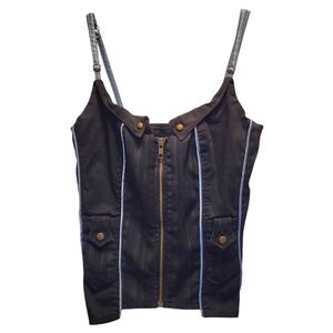 Steam Trunk Women's Black and Blue Tailored Zippered Steampunk Corset - XS